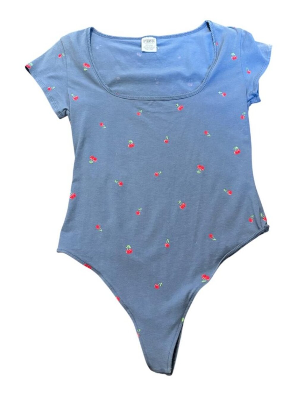 Victoria's Secret PINK Cherry Thong Blue Bodysuit Size Large